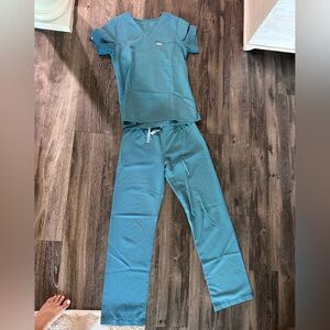 XS teal figs scrubs set